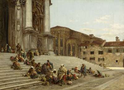 painting entitled 'On the Steps of a Venetian Church'