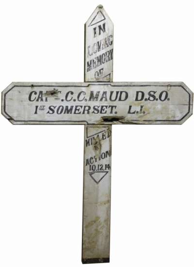 temporary grave marker for Captain Maud