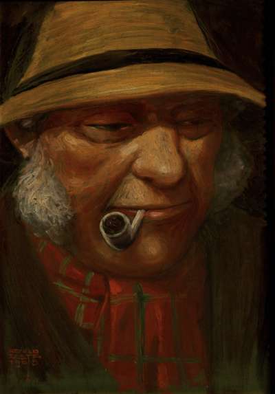 painting of a man smoking a pipe