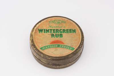 tin of menthol and wintergreen rub