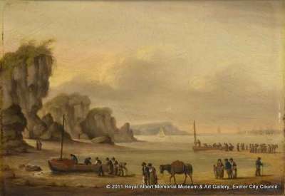 Coastal Scene with Shipping and Figures