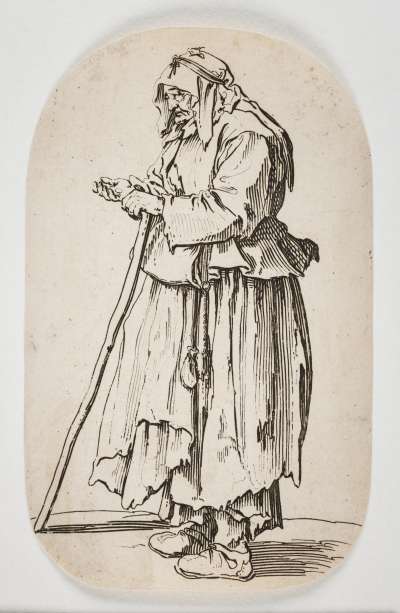 Untitled (old beggar woman holding a staff)
