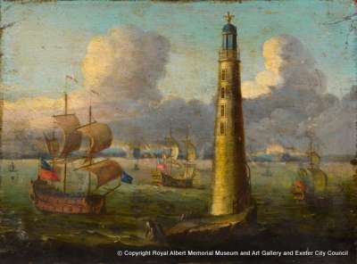 Lighthouse and Ships (2nd Eddystone Lighthouse)