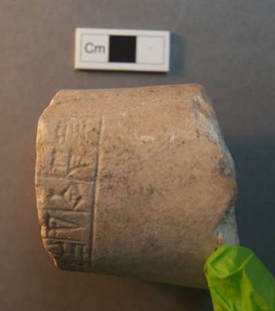 sculpture fragment, [inscribed cone], cuneiform