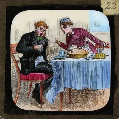Lantern Slide: He would put his finger in the pie, and so he burnt his nail off