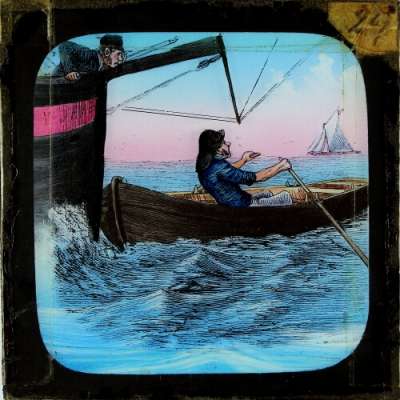 Lantern Slide: He looks one way and pulls the other