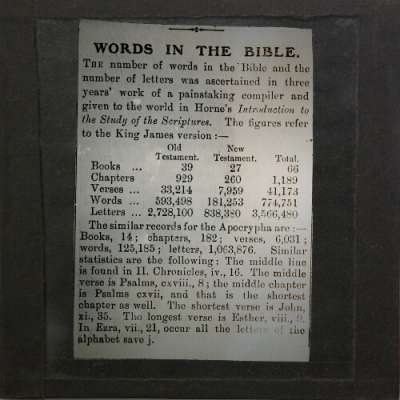 Lantern Slide: Words in the Bible