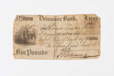 five pound note, Devonshire Bank, 1817