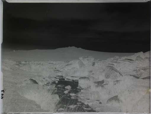 Glass plate negative of a Moorland stream with King Tor