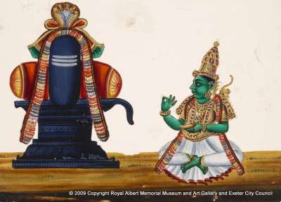 Parvati seated beside Shiva linga