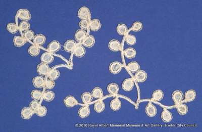 Honiton (East Devon) lace sprigs with design of stems and leaves