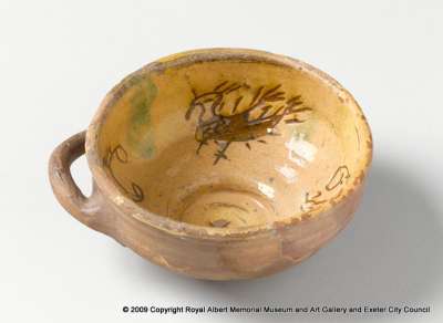 sgraffito decorated bowl or porringer