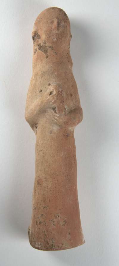 female figurine, holding tambourine, handmade