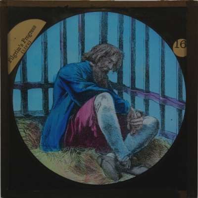Lantern Slide: The Man in the Cage