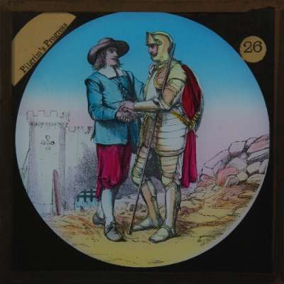 Lantern Slide: Christian and Hopeful enter into a brotherly convenant