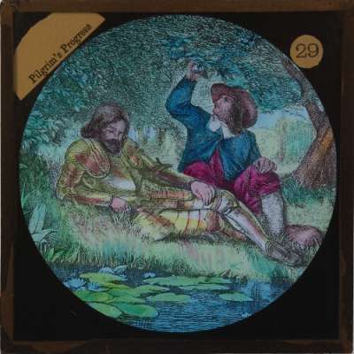 Lantern Slide: The Pilgrims rest by the River of the Water of Life
