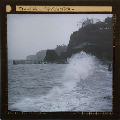 Lantern Slide: Dawlish -- Spring Tide