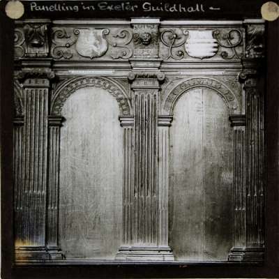 Lantern Slide: Panelling in Exeter Guildhall