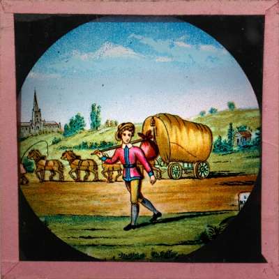 Lantern Slide: The orphan, Dick Whittington, on his way to London City