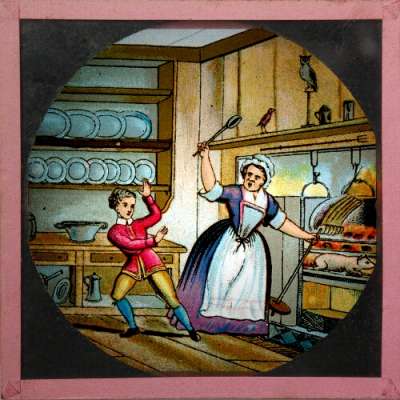 Lantern Slide: She cuffed him about in a most unmerciful manner