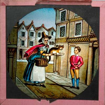 Lantern Slide: Dick offered her all the money he had if she would sell him the cat