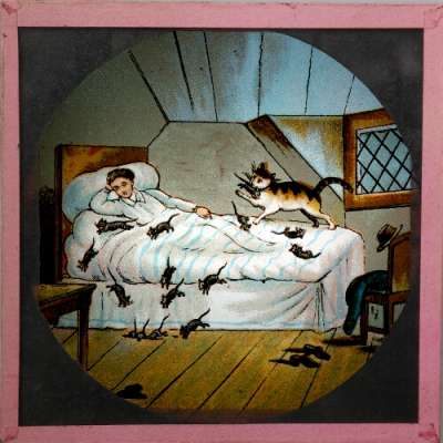 Lantern Slide: The room in which Dick slept was infested with rats