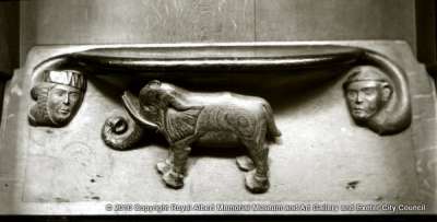 Lantern Slide: Exeter Misericord -- The Elephant
