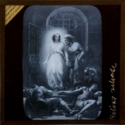 Lantern Slide: Peter released from Prison by an Angel