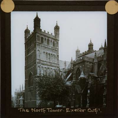 Lantern Slide: The North Tower, Exeter Cathedral