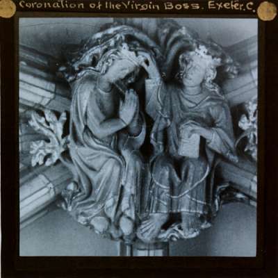 Lantern Slide: Coronation of the Virgin Boss, Exeter Cathedral