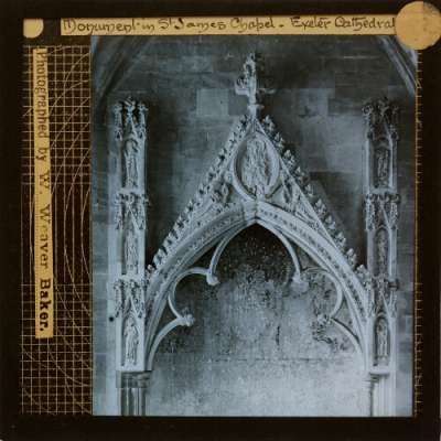Lantern Slide: Monument in St James Chapel, Exeter Cathedral