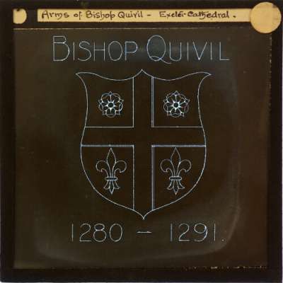 Lantern Slide: Arms of Bishop Quivil -- Exeter Cathedral