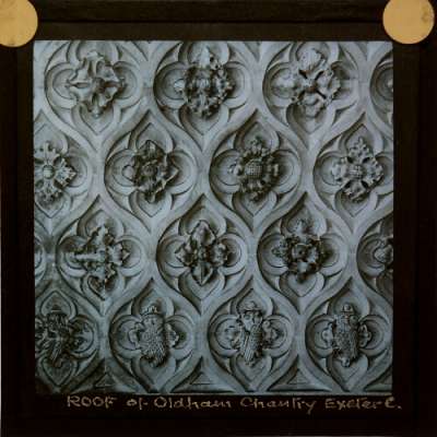 Lantern Slide: Roof of Oldham Chantry, Exeter Cathedral