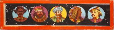 Lantern Slide: Five heads of people of different races