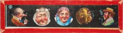 Lantern Slide: Five comical faces