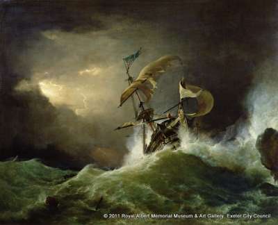 A First Rate Man-of-War Driving on a Reef of Rocks, and Foundering in a Gale