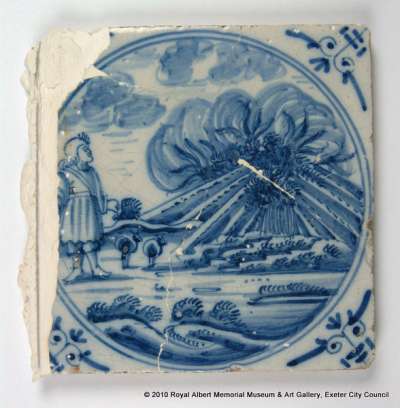 Delftware tile, Moses and the burning bush