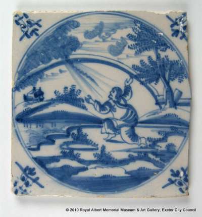 Delftware tile, Noah’s Ark, the covenant of the rainbow