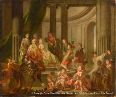 The Muses Paying Homage to Frederick Prince of Wales and Princess Augusta or The Artists Presenting a plan for an Academy to Frederick Prince of Wales and Princess Augusta