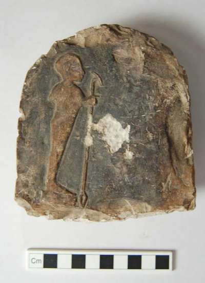 inscribed stone, figure of Ptah, stele