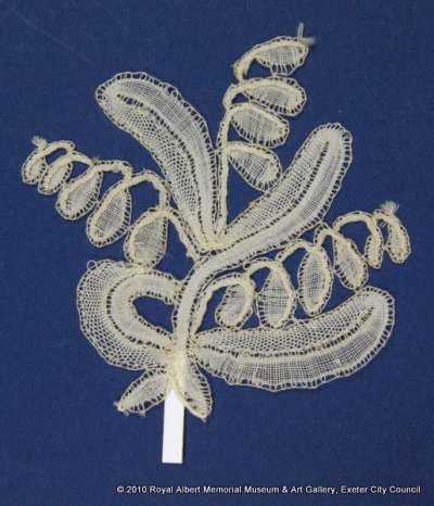 Honiton (East Devon) lace sprig with design of lily of the valley