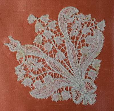 East Devon lace, sample motif lily of the valley spray