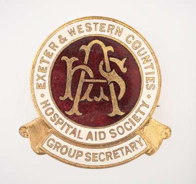 Exeter and Western Hospital Aid Society; group secretary badge