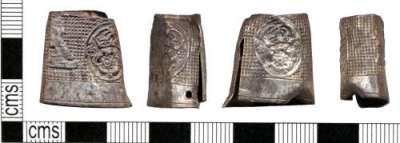 silver thimble decorated with Charles I bust and crowned roses