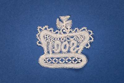 East Devon (Honiton) bobbin crown motif, coronation commemorative motif, Edward VII