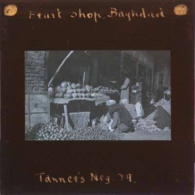 Lantern Slide: Fruit Shop, Baghdad