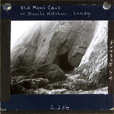 Lantern Slide: Old Man's Cave or Devil's Kitchen, Lundy