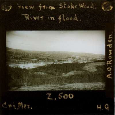 Lantern Slide: View from Stoke Woods, River in flood