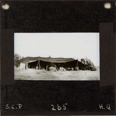 Lantern Slide: Large tent with group of people