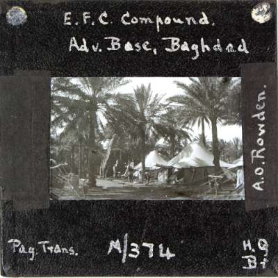 Lantern Slide: E.F.C. Compound, Advance Base, Baghdad